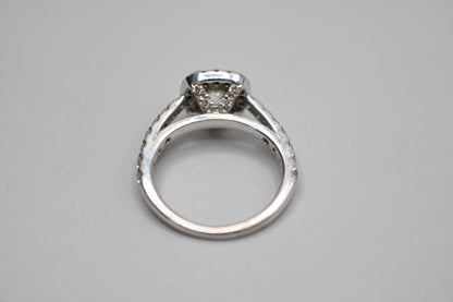 Radiant 14K White Gold Halo Wedding Set Ring, Size 4 & 1/2 (1.85 CTW)