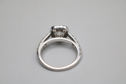 Radiant 14K White Gold Halo Wedding Set Ring, Size 4 & 1/2 (1.85 CTW)