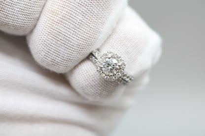 Radiant 14K White Gold Halo Wedding Set Ring, Size 4 & 1/2 (1.85 CTW)