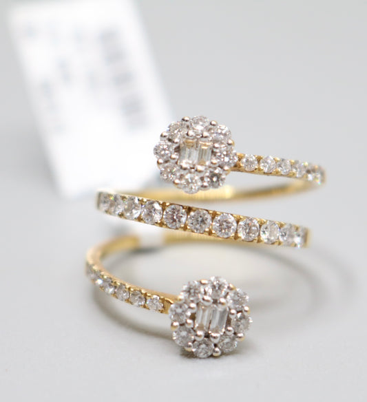 18K Yellow Gold 3-Strand Diamond Bypass Ring (Size 6 1/2)