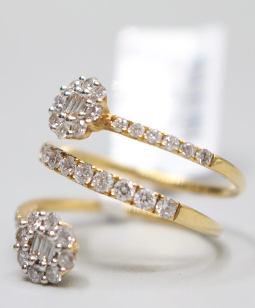 18K Yellow Gold 3-Strand Diamond Bypass Ring (Size 6 1/2)