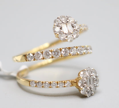 18K Yellow Gold 3-Strand Diamond Bypass Ring (Size 6 1/2)