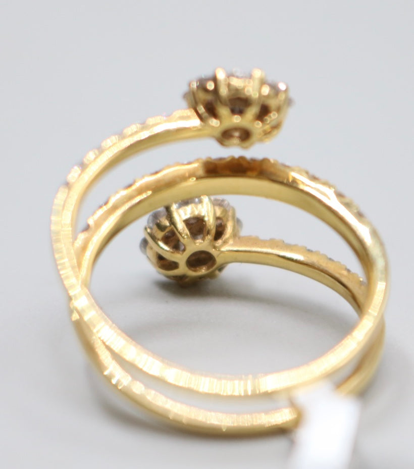 18K Yellow Gold 3-Strand Diamond Bypass Ring (Size 6 1/2)