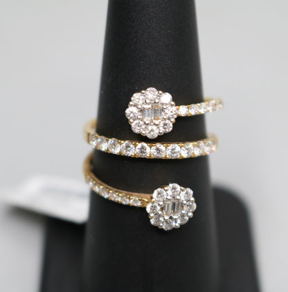18K Yellow Gold 3-Strand Diamond Bypass Ring (Size 6 1/2)