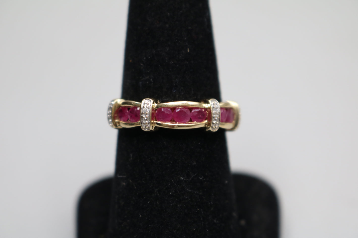 10K Yellow Gold Diamond and Ruby Ring (0.46 CTW Rubies)