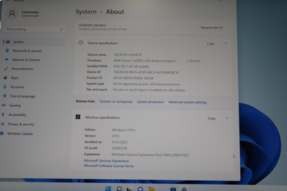 15.6-inch Asus M513I Laptop (512 GB SSD, 8 GB RAM, AMD Ryzen 5 4500U with Radeon Graphics @ 2.38 GHz, Windows 11 Pro)