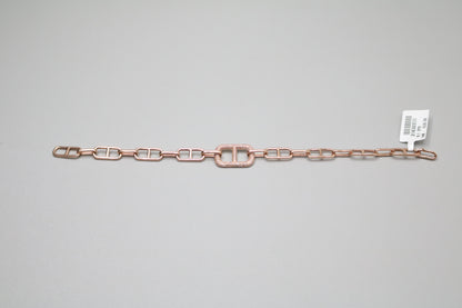 14K Rose Gold Paper Clip Link Bracelet with Diamonds (7 Inches)