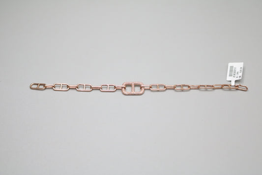 14K Rose Gold Paper Clip Link Bracelet with Diamonds (7 Inches)