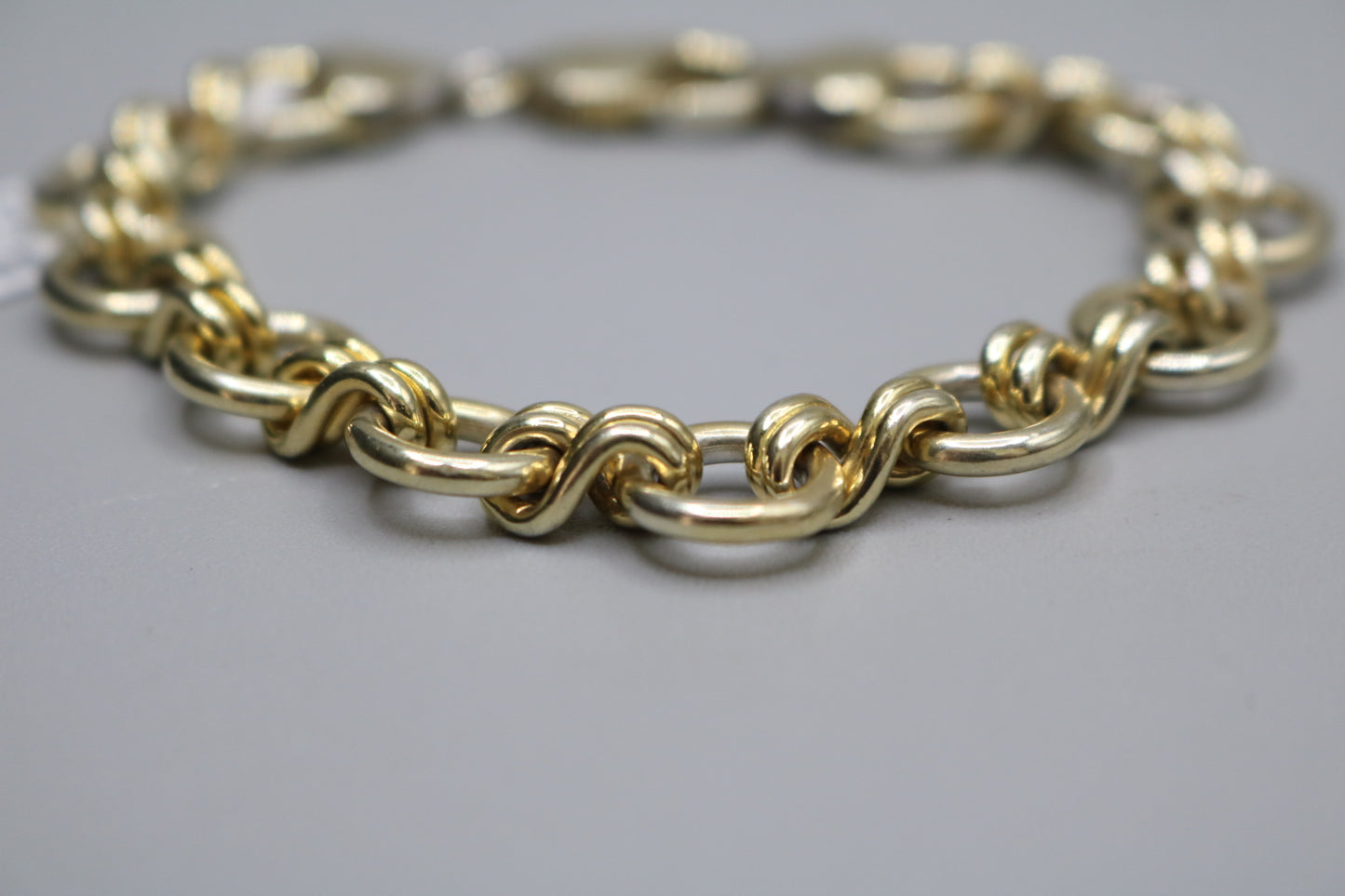 925 Silver Double Circle Link Gold Plated Bracelet (Size 7 1/2")