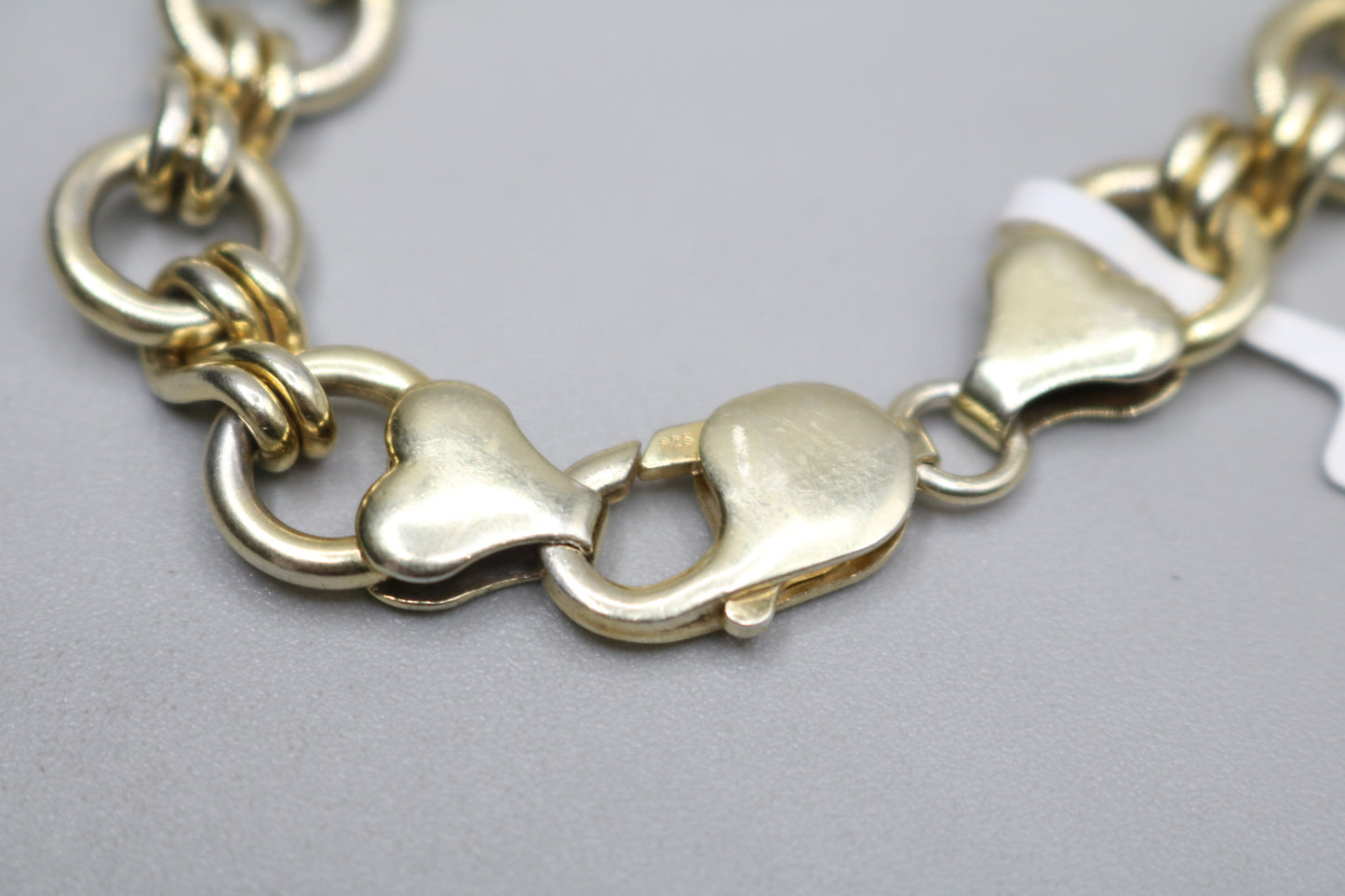 925 Silver Double Circle Link Gold Plated Bracelet (Size 7 1/2")