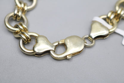 925 Silver Double Circle Link Gold Plated Bracelet (Size 7 1/2")