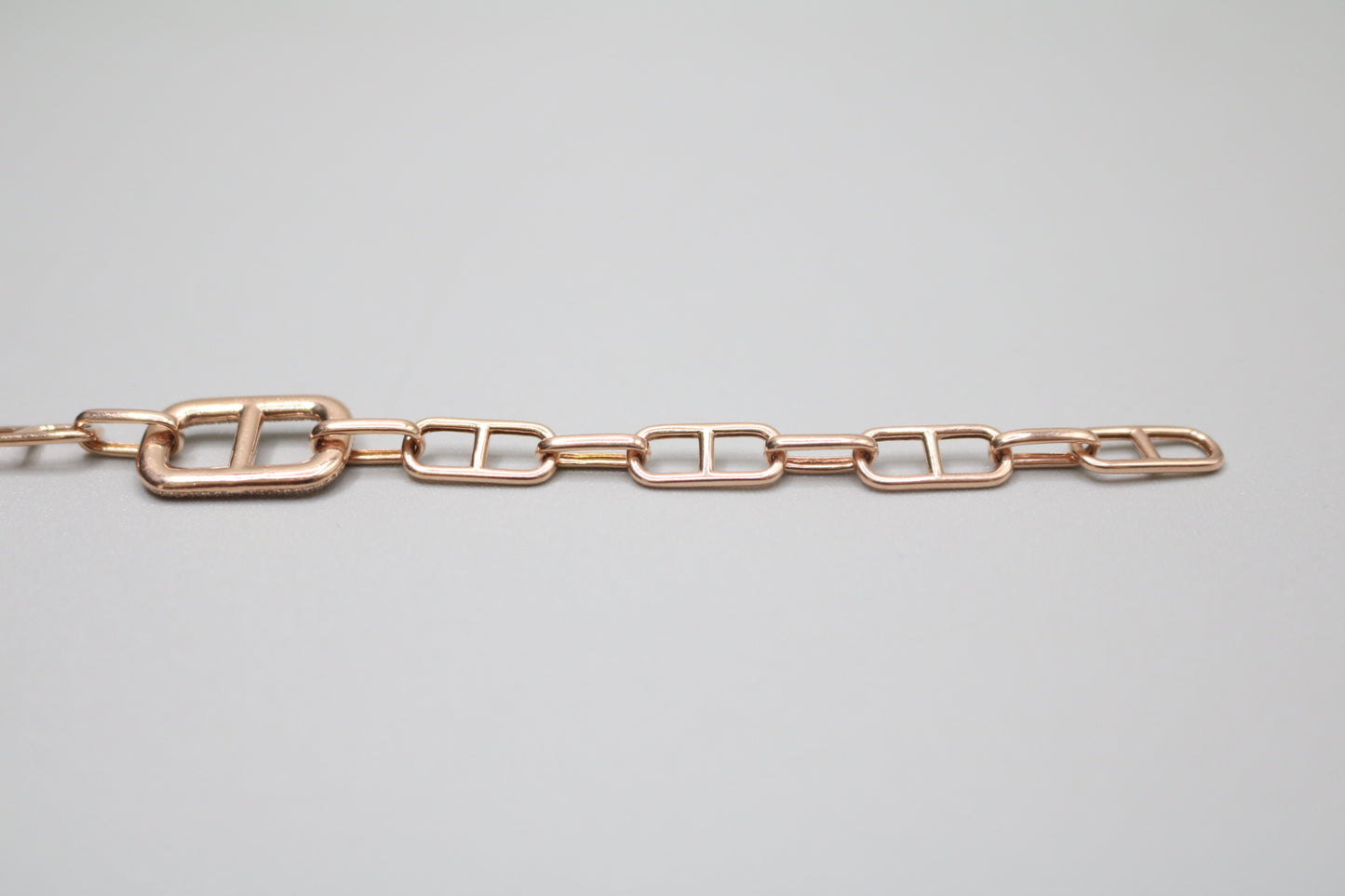 14K Rose Gold Paper Clip Link Bracelet with Diamonds (7 Inches)