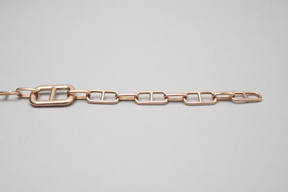 14K Rose Gold Paper Clip Link Bracelet with Diamonds (7 Inches)