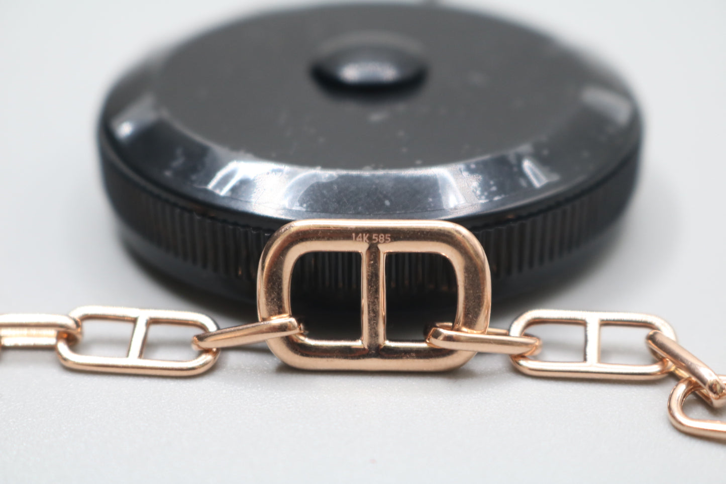 14K Rose Gold Paper Clip Link Bracelet with Diamonds (7 Inches)