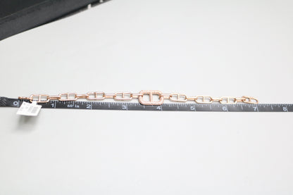 14K Rose Gold Paper Clip Link Bracelet with Diamonds (7 Inches)