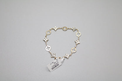 14K White Gold Clover and Star Bracelet (7 Inches)