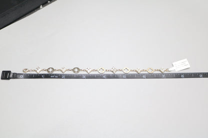 14K White Gold Clover and Star Bracelet (7 Inches)