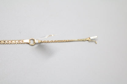 14K 3 Tone Gold Fancy Link Bracelet (7.5 Inches)