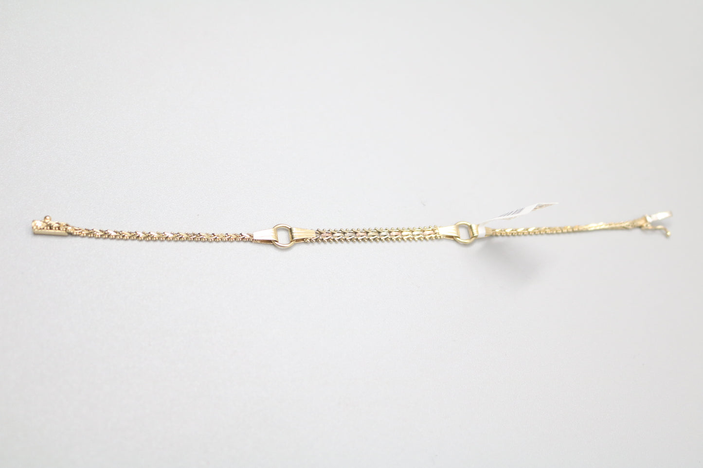 14K 3 Tone Gold Fancy Link Bracelet (7.5 Inches)