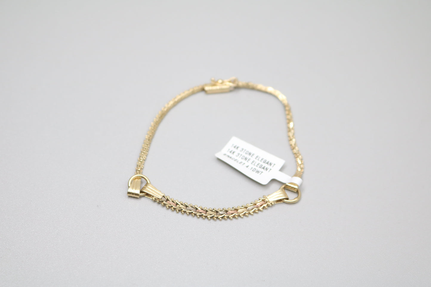 14K 3 Tone Gold Fancy Link Bracelet (7.5 Inches)