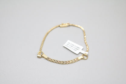 14K 3 Tone Gold Fancy Link Bracelet (7.5 Inches)