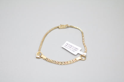 14K 3 Tone Gold Fancy Link Bracelet (7.5 Inches)