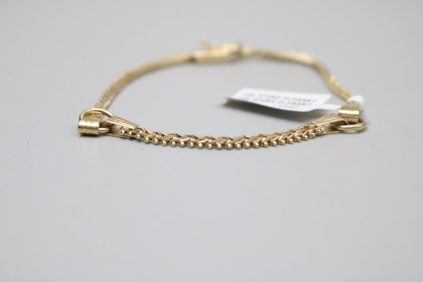 14K 3 Tone Gold Fancy Link Bracelet (7.5 Inches)