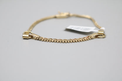 14K 3 Tone Gold Fancy Link Bracelet (7.5 Inches)