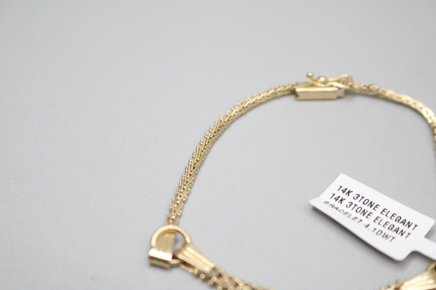 14K 3 Tone Gold Fancy Link Bracelet (7.5 Inches)