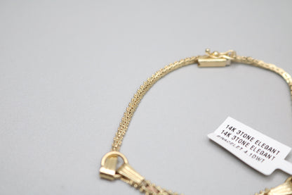 14K 3 Tone Gold Fancy Link Bracelet (7.5 Inches)