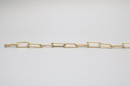 18K Yellow Gold Paper Clip Bracelet (8 Inches)