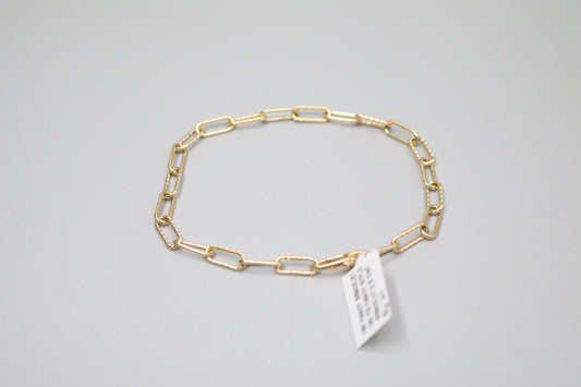 18K Yellow Gold Paper Clip Bracelet (8 Inches)