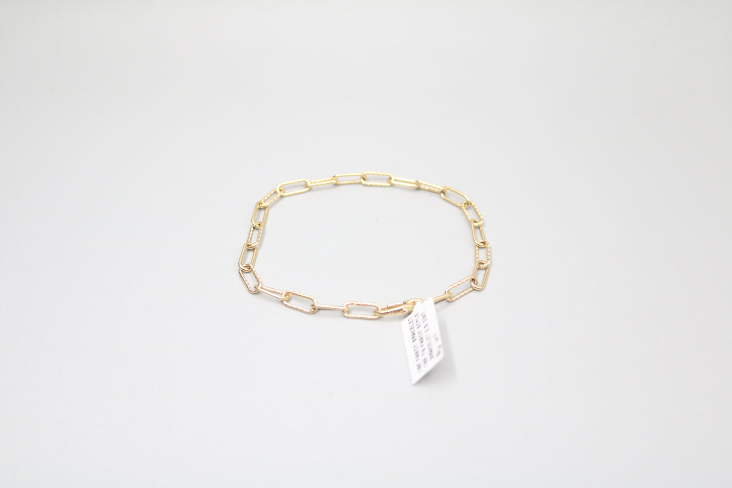 18K Yellow Gold Paper Clip Bracelet (8 Inches)