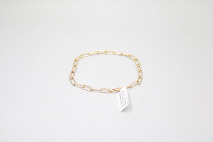 18K Yellow Gold Paper Clip Bracelet (8 Inches)