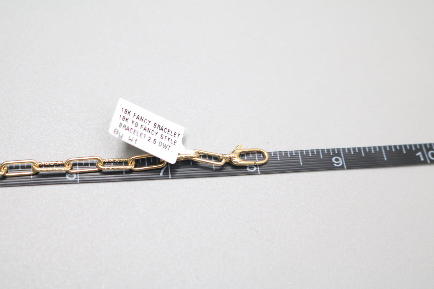 18K Yellow Gold Paper Clip Bracelet (8 Inches)