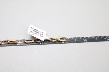 18K Yellow Gold Paper Clip Bracelet (8 Inches)