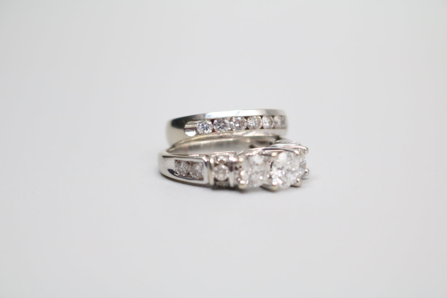 14K White Gold Diamond Engagement Ring Set (Size 7) (2.95 ctw) (Local Pick-Up Only)