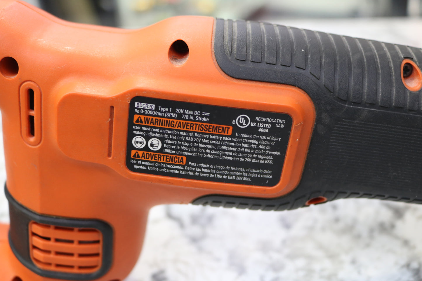 Black & Decker Reciprocating Saw BDCR20 (Local Pick-Up Only)