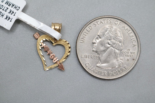 14K 2 Tone Gold “I Love You” Charm (0.9 Grams)