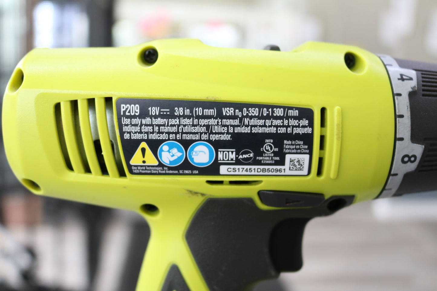 Ryobi P209DCN 18V One Plus with battery