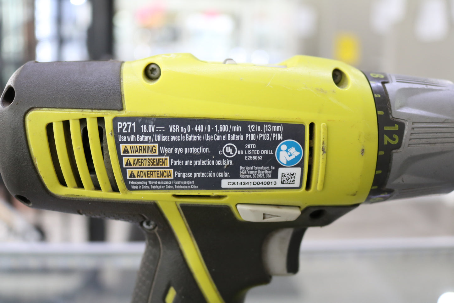 RYOBI P271 18 VOLT 1/2" INCH CORDLESS DRILL DRIVER (Tool Only)