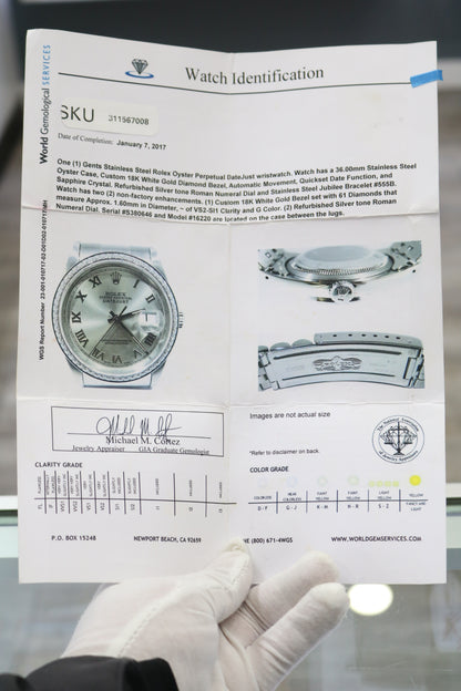 Authentic 1993 Rolex Oyster Perpetual Datejust 16220 Watch 36mm (1.22 CTW) (Local pick-up only)