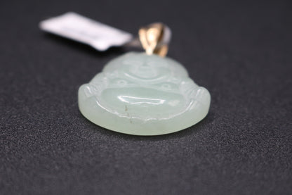 10K Yellow Gold Green Jade Buddha Charm (8.1 Grams)