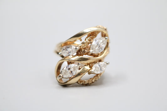 14K Yellow Gold Marquise and Round Diamond Swirl Ring (Size 6 1/4) (1.72 ctw) (local pick-up only)