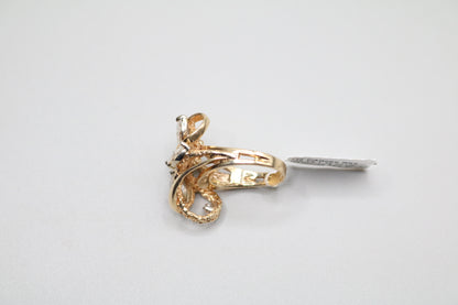 14K Yellow Gold Marquise and Round Diamond Swirl Ring (Size 6 1/4)