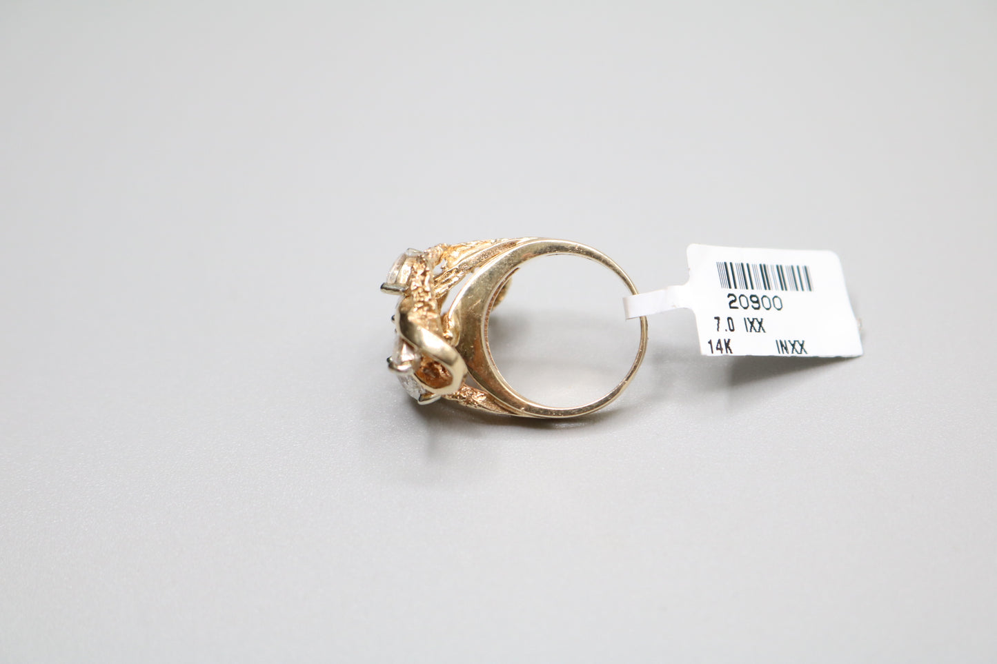 14K Yellow Gold Marquise and Round Diamond Swirl Ring (Size 6 1/4)