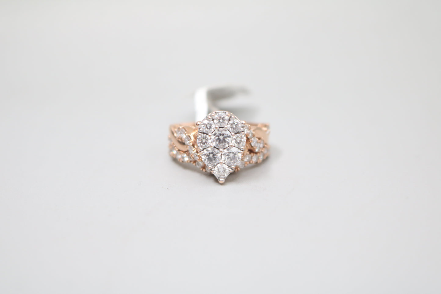 14K Rose Gold Lab Grown Diamond Pear Shaped Ring Set (2.10 CTW) (Size 7 & 7 1/4) (Local Purchase Only)