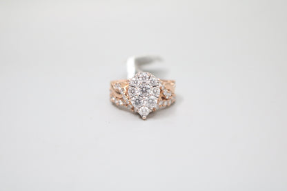 14K Rose Gold Lab Grown Diamond Pear Shaped Ring Set (2.10 CTW) (Size 7 & 7 1/4) (Local Purchase Only)