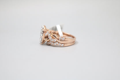 14K Rose Gold Lab Grown Diamond Pear Shaped Ring Set (2.10 CTW) (Size 7 & 7 1/4) (Local Purchase Only)