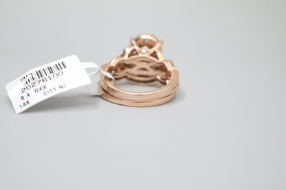 14K Rose Gold Lab Grown Diamond Pear Shaped Ring Set (2.10 CTW) (Size 7 & 7 1/4) (Local Purchase Only)